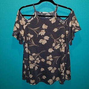Floral open shoulder top